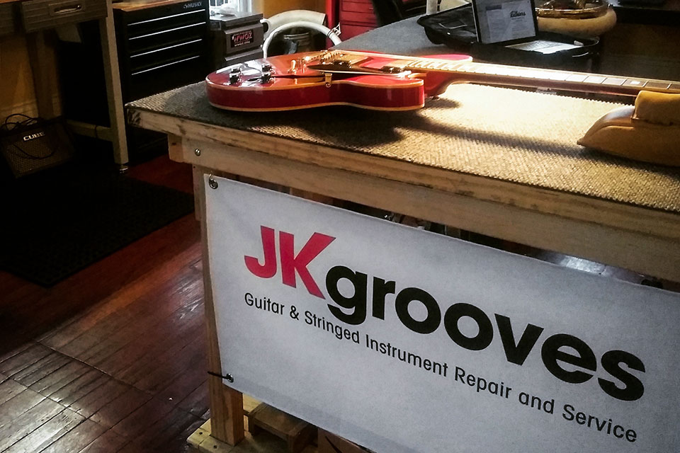 JK Grooves Shop Area with Banner